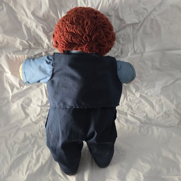 Cabbage Patch Kids Vintage 80s Boy Doll Brown Yarn Hair Brown Eyes Suit Signed - Picture 5 of 12